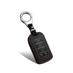 YaSeim Compatible with Jeep Key Fob Cover with Keychain,Leather Car Key Fob Case for 2025 2024-2021 Grand Cherokee L Grand Wagoneer L Wagoneer Grand Cherokee 5 Buttons Smart Remote Key Accessories
