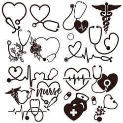 GORGECRAFT 4 Styles Nurse Decal Stethoscope Car Sticker Heartbeat Nurse Infinity Flower Waterproof Self-Adhesive Reflective Car Stickers Trunk Logo Decal Sticker for Truck Motorcycle Doors Laptop