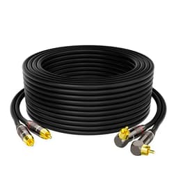 Mygatti RCA Cable 20 FT, 90 Degree Right Angle 2RCA to 2RCA Stereo Audio Cable, Zinc Alloy Shell, Gold-Plated Plug, 2 RCA Audio Cord, for Home Theater, Subwoofer, HDTV, Amplifier, Hi-Fi System, Car, Speaker