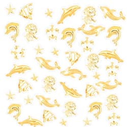 OLYCRAFT 120Pcs Ocean Themed Resin Fillers Alloy Resin Filling Crafts 8 Styles Nail Art Decoration Accessories for Jewelry Making - Golden