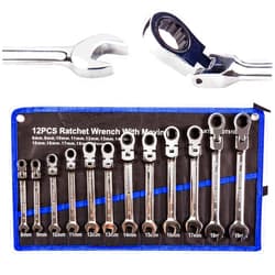 TR TOOLROCK 12pcs Flex Head Ratcheting Wrench Set- 8-19mm Metric Ratchet Combination Wrenches CrV Gear Spanner Set