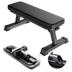 FF Finer Form Finer Form Gym Quality Foldable Flat Bench for Multi-Purpose Weight Training and Ab Exercises - Free PDF Workout Chart Included