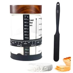 TMEDW Sourdough Starter Kit, Sourdough Bread Baking Supplies, 35OZ Large Capacity Sourdough Starter Jar with Wooden Lid, Feeding Tracker, Thermometer, Cloth Cover, Silicone Spatula & Silicone Rubber Bottom