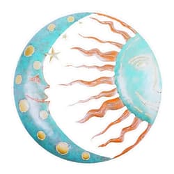 CIEL & MARS Celtics Decor Sun and Moon Metal Wall Art Decoration Metal Outdoor Wall Decor Hanging Outdoor Celtic Gifts Wiccan Mandala Garden Wall Art Decor for Outside Light Blue