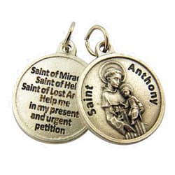 Religious Gifts Silver Toned Base Catholic Saint Medal with Prayer Protection Pendant, 3/4 Inch