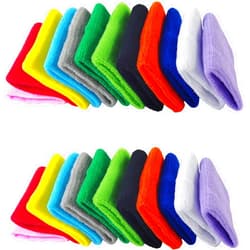 NSBELL 24PCS Colorful Sports Wristbands Cotton Sweatband Wristbands Wrist Sweatbands Wrist Sweat Bands for for Men and Women, Good for Tennis, Basketball, Running, Gym, Working Out (12Pair)