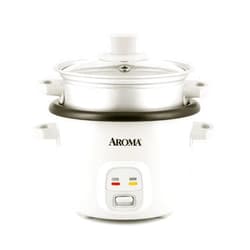 AROMA® Rice Cooker, 2-Cup (Uncooked) / 4-Cup (Cooked), Steamer, Grain Cooker, Soup Maker, Oatmeal Cooker, Auto Keep Warm, 1 Qt, White, ARC-302-1NG