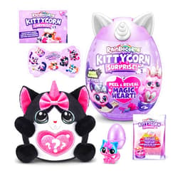 Rainbocorns Kittycorn Surprise Series 2 (Black Cat) by ZURU, Collectible Plush Stuffed Animal, Surprise Egg, Sticker Pack, Slime, Ages 3+ for Girls, Children