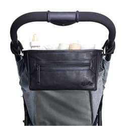 Itzy Ritzy Adjustable Stroller Caddy/Organizer - Stroller Organizer Bag Featuring Front Zippered Pocket, 2 Built-in Interior Pockets & Adjustable Straps to Fit Nearly Any Stroller (Black)