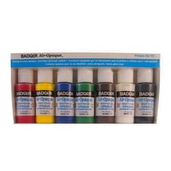 Masino Badger Air-Brush Company Air-Opaque Airbrush Ready Water Based Acrylic Paint, Primary, 1-Ounce Each, Set of 7