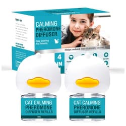 LIWENQI Cat Calming Diffuser 4 in 1 Multicat Calming Pheromones Diffusers Relief Stress Anxiety Fighting Scratching 60 Days Calm Relaxing Pheromone for Cats kit 48ml Refill Fits All Common Diffuser Plug In