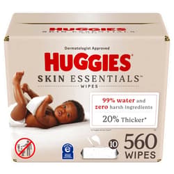 Huggies Skin Essentials Baby Wipes, Hypoallergenic, 99% Water, 10 Flip Top Packs (560 Wipes Total)