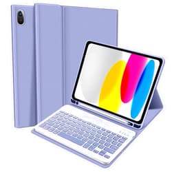 ABEIFAN ipad 10th Generation Case with Keyboard 10.9“ 2022, Wireless Keyboard Case for 10.9-inch 2022 ipad 10th Generation (A2696 / A2757 / A2777) with Pencil Holder Purple