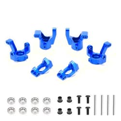 RCAWD Aluminum Caster Blocks C-Hubs Steering Block Stub Axle Carriers Knuckles Set for Traxxas 1/18 LaTrax Teton Desert Prerunner Rally, Replace Parts 7532 7552X (Navy Blue)