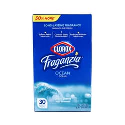 Clorox Fraganzia Dryer Sheets in Ocean Scent, 30 Count | Wrinkle-Reducing Fabric Softener Sheets | Best Laundry Dryer Sheets with Long-Lasting Ocean Scent