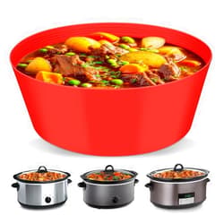 ZXZMZT Silicone Slow Cooker Liners fit Crock-Pot 7-8 Quart Oval Slow Cooker，Reusable & Leakproof Dishwasher Safe Cooking Liner for 7 Quart Crock Pot (1pcs-Red [Fit 7 to 8 QT])