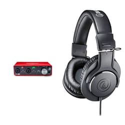 Focusrite Scarlett 2i2 3rd Gen USB Audio Interface for Recording, Songwriting, Streaming and Podcasting & Audio-Technica ATH-M20X Professional Studio Monitor Headphones, Black