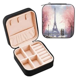 YETTASBIN Paris Eiffel Tower Jewelry Box for Teens Girls Women Birthday Christmas Gift, Portable PU Leather Jewelry Storage Box Mini Travel Jewelry Case for Necklace, Earrings, Rings, Bracelet
