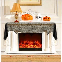 HQIOA Halloween Decorations Indoor Halloween Fireplace Decor Black Lace Spider Webs Halloween Mantel Decor Halloween Fireplace Cloth Halloween Garland Indoor Halloween Window Decorations Halloween Decor
