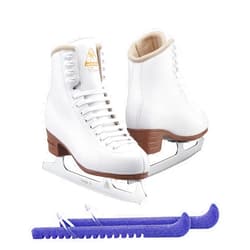Jackson Ultima Excel White Figure Ice Skates for Women and Girls - Improved, LAUNCHED 2019 Bundle with Skate Guards Width: Medium - C / Size: Adult 5