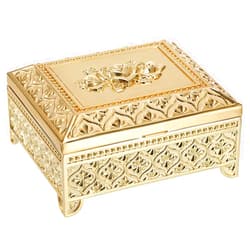 Hipiwe Vintage Metal Jewelry Box Trinket Storage Box Rectangle Treasure Chest Case Earring Ring Necklace Bracelet Organizer Decorative Keepsake Box Birthday Gift for Women Girls