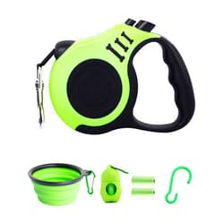 PETIMP STORE PETIMP Retractable Dog Leash Lightweight 16FT Leash, with Folding Bowl,Dispenser,Waste Bags, for Small Medium Dogs(Green)