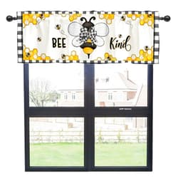 HawSkgFub Spring Summer Bee Kind Kitchen Curtain Valance 54 x 18, Buffalo Plaid Bumblebee Short Topper Curtains Window Treatment Rod Pocket, Honeycomb Farmhouse Home Living Room Bedroom Bathroom Decor