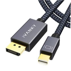 IVANKY 8K Mini DisplayPort to DisplayPort Cable 6.6ft, Bi-Directional Mini DP to DP Cable 8K@60Hz, 4K@144Hz, 32.4Gbps HDR, Thunderbolt to DisplayPort, Aluminum Shell, Gold-Plated Braided for MacBook
