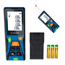 SG SURGOAL Laser Measure with 2 Bubble Levels 196/328ft Outdoor Digital Laser Measurement Tool Handle Distance Measuring Tape for Area Volume Pythagoras Mode Portable Durable