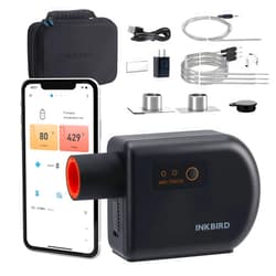 Inkbird Wi-Fi & Bluetooth BBQ Smoker Temperature Controller with Automatic Smoker Fan, INKBIRD ISC-027BW Grill Thermometer with 4 Probes for Big Green Egg, Kamado Joe, Primo, Vision Grill, Akorn Kamado