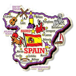 Classic Magnets Spain Jumbo Country Map Magnet by Classic Magnets, Collectible Souvenirs Made in The USA