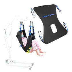 NEPPT Patient Lift Sling for Hoyer Home Use Elderly Bedridden Patient Lift Assist Aid Medical Toileting Sling Devices Full Body Elevation Lifter for Adults Sit to Stand Positioning Transfer Belt (Black)