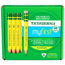 Ticonderoga My First Short Triangular Wood-Cased Pencils, #2 HB Soft, Yellow, 36 Count