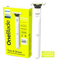 Philips Norelco OneBlade Intimate, Designed for Pubic Grooming, Trim & Shave with Extra Skin Protection, Model QP1924/70