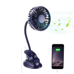 Mikikin Clip on Small Mini Fan, Portable Usb Battery Operated Rechargeable Quiet Personal Desk/ Baby Stroller Fan 3 Speeds Flexible Neck Great for Bed Office Car Dorm Travel Camping Beach