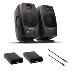 ADAM Audio D3V(Black) Active Desktop Monitoring System Bundle with 2X Auray IP-S Isolation Pad for Studio Monitor and Comprehensive Stereo Mini Male to Stereo Mini Male Cable -6'