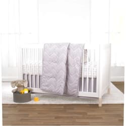 NoJo Little Love by NoJo Grey and White Chevron 3 Piece Crib Bedding Set - Comforter, Fitted Crib Sheet and Dust Ruffle
