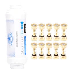 CozyCabin Mist Calcium Inhibitor Filter Bunle with 20 PCS Low Pressure Brass Outdoor Misting Nozzles 0.016