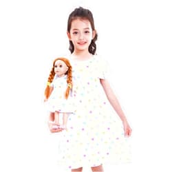 ICOSY Matching Doll & Girls Nightgowns Clothes Girls Pajamas Sleepwear Outfit for Kids and American 18