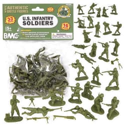 BMC Toys BMC CTS WW2 US Infantry Plastic Army Men - 33pc OD Green 1:32 Soldier Figures