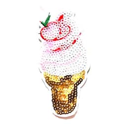 NiPitShop Ice cream Patch Nipitshop Patches Sequin ice Cream Cherry red Fruit ice Cream Cone Cartoon Kids Patch Embroidered Iron On Patch for Clothes Backpacks T-Shirt Jeans Skirt Vests Scarf Hat Bag