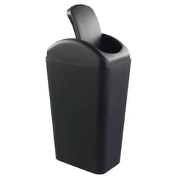 Hespama Slim Trash Can, 14L Black Swing Lid Garbage Bin for Narrow Space