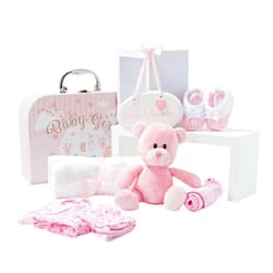 Baby Box Shop for Girls - 9 Baby Essentials, Baby Gift for Baby Shower - Newborn Gifts Set for Girls - Baby Gift Sets for Newborn Girls - Pink