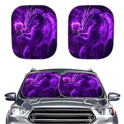 KEIAHUAN Purple Dragon Auto Sunshade Set of 2 Pieces Windshield Sun Shade Car Front Window Sun Visor,Sun and Heat Reflector