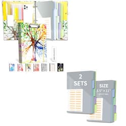 BVSSX 3 Ring Binder 1 Inch Organizer Kit, 5-Tab Pockets Dividers（3Pack）, 36 Divider Stikers（Seasons Tree）