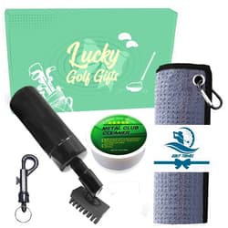 FINGER TEN Golf Club Cleaner Brush Kit with Towel Microfiber Waffle and Golf Iron Polishing Set for Golf Bags Gift Box for Men Women, Retractable Clip Accessories Tool