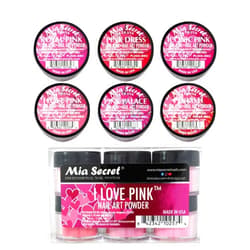 Mia Secret 6PC Mia Secret Colored Acrylic Nail Art Powder Collection - I LOVE PINK, 6PC
