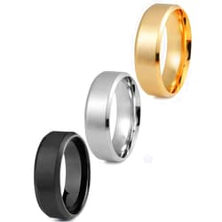 Jstyle Stainless Steel Rings for Men Wedding Ring Cool Simple Band 8MM Width 3 Pcs A Set