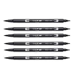 Tombow Dual Brush Pen, Black (66621) Pack of 6 pcs.