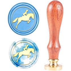CRASPIRE Wax Seal Stamp Horse Racing Vintage Wax Sealing Stamps Sports Retro Wood Stamp Removable Brass Head 25mm for Envelopes Invitations Cards Embellishment
